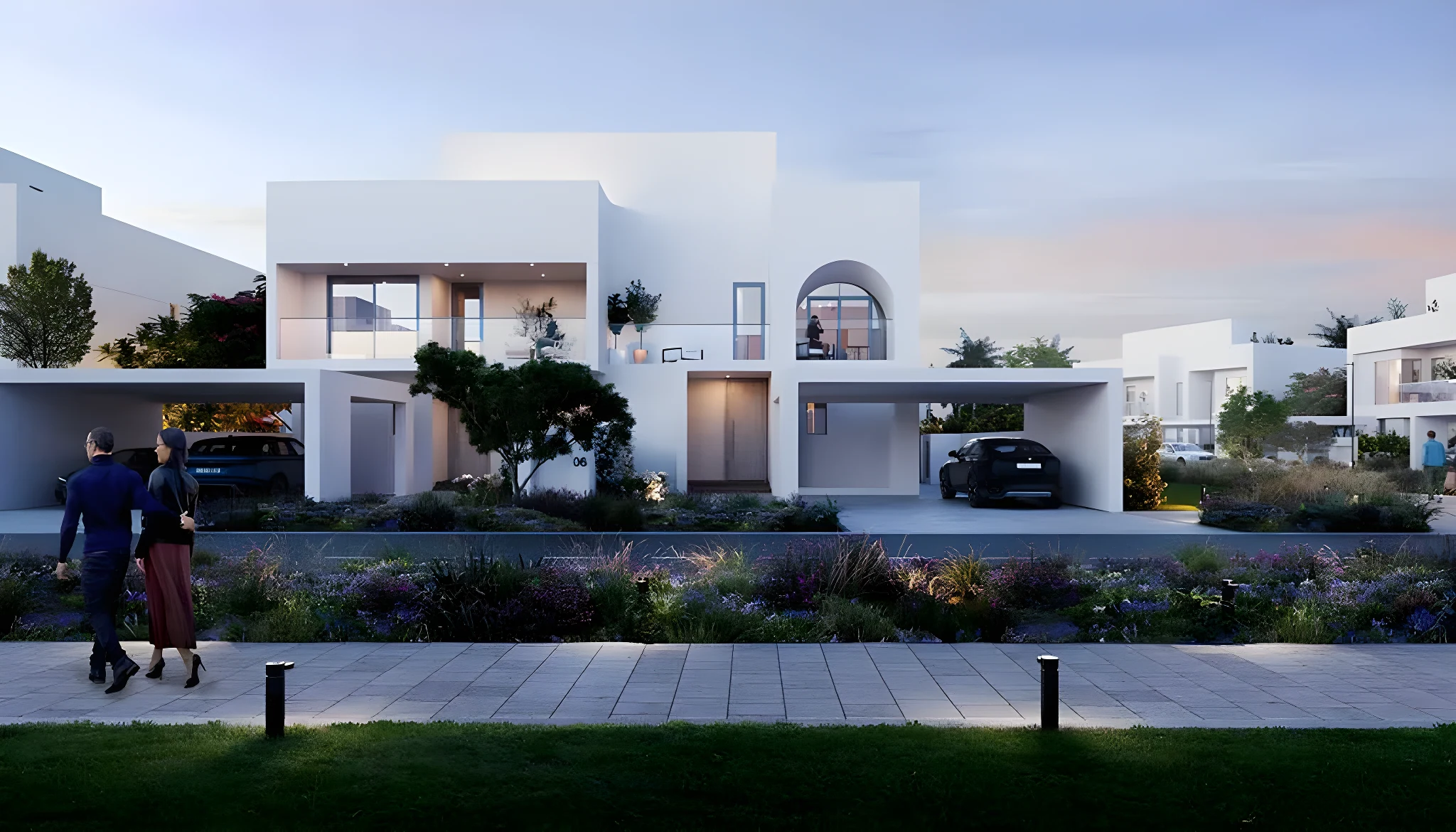 The street frontage of a townhouse at Alana, The Valley