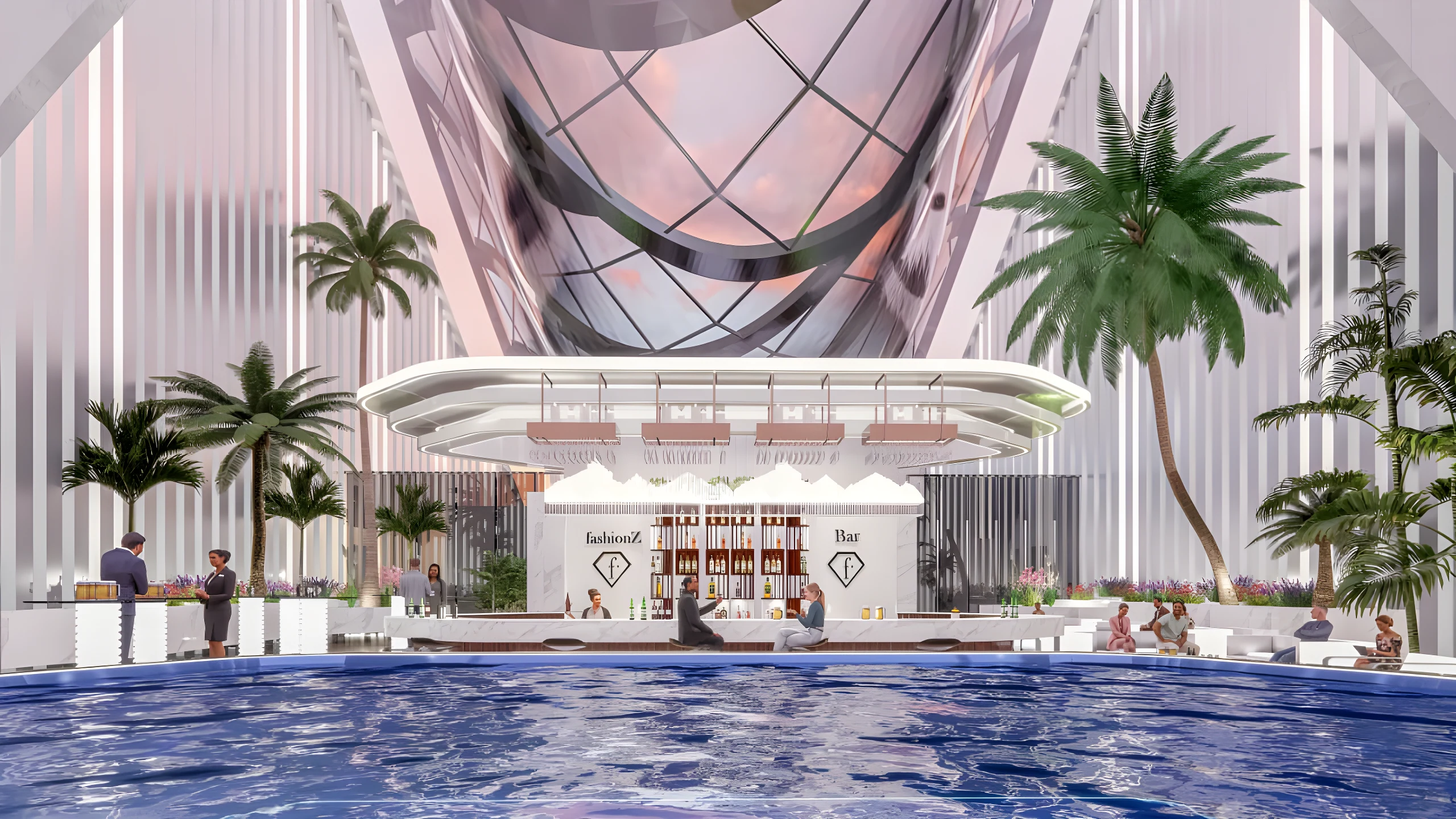 Pool deck at Fashionz by Danube