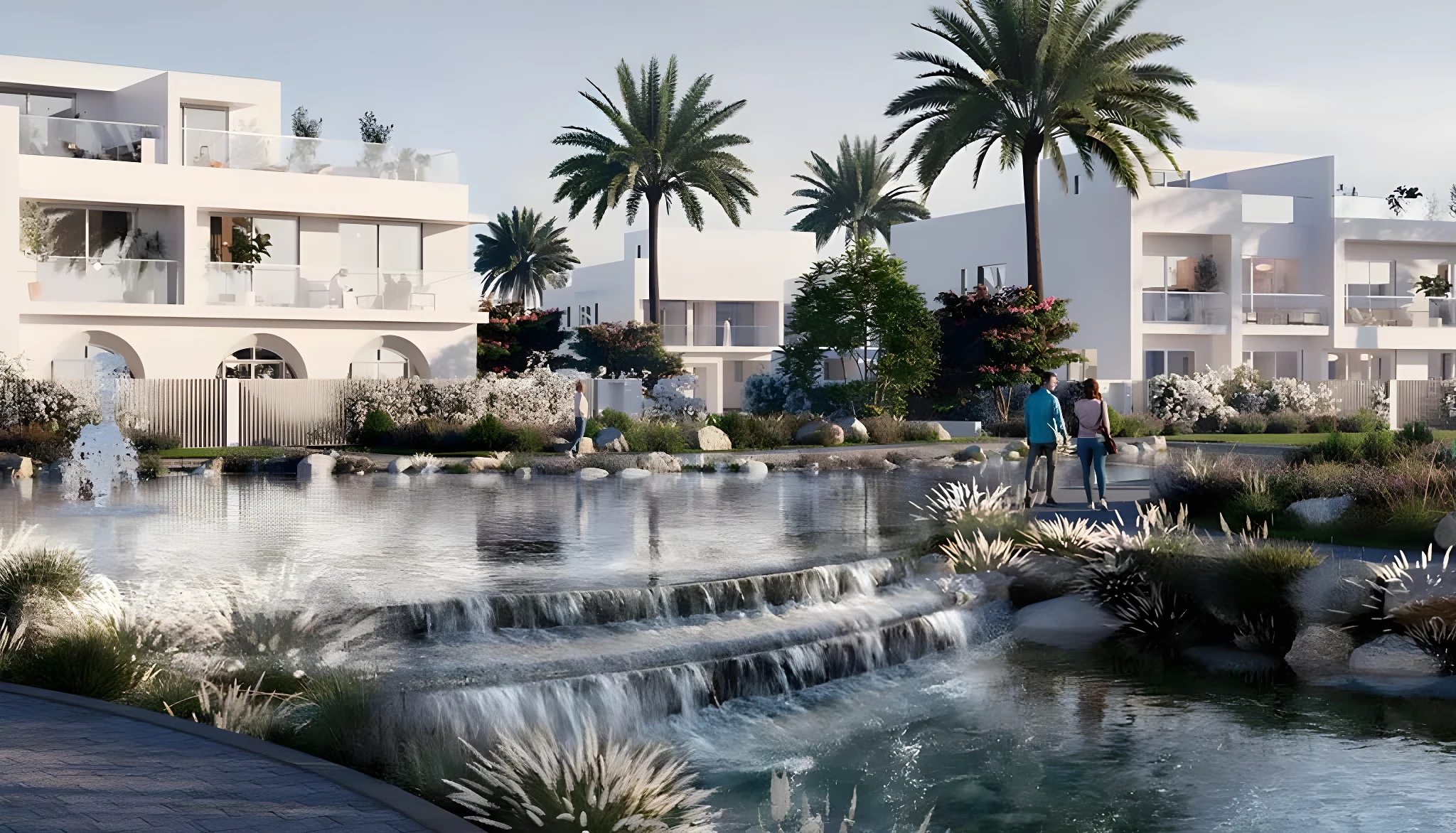 Landscaped waterway at Alana, The Valley