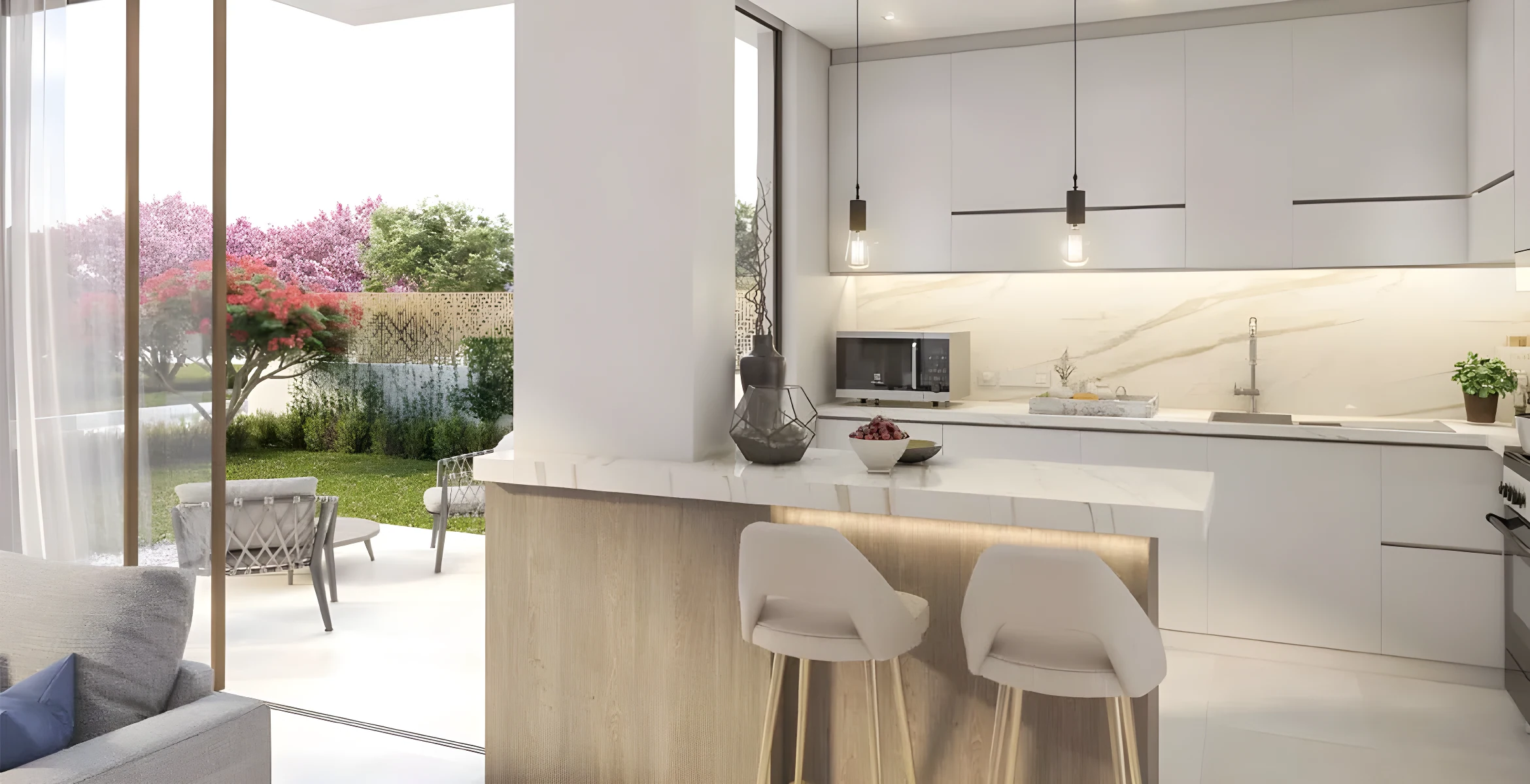 The kitchen in a Cherrywoods townhouse by Meraas