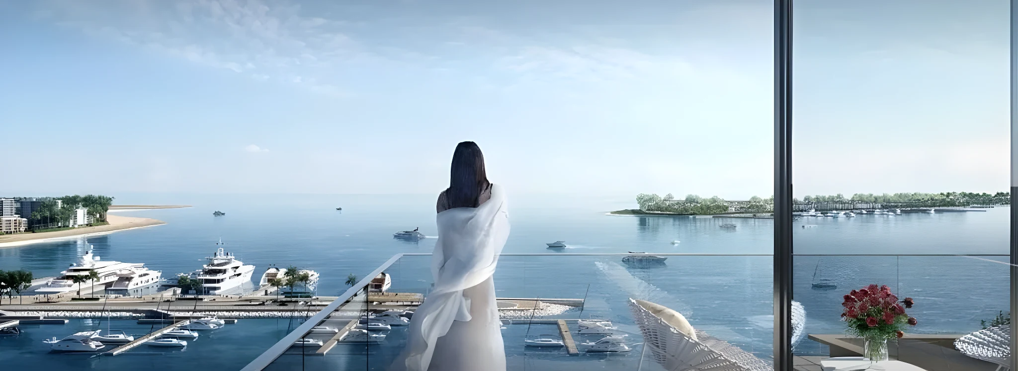 The view over the marina from a Seascape apartment