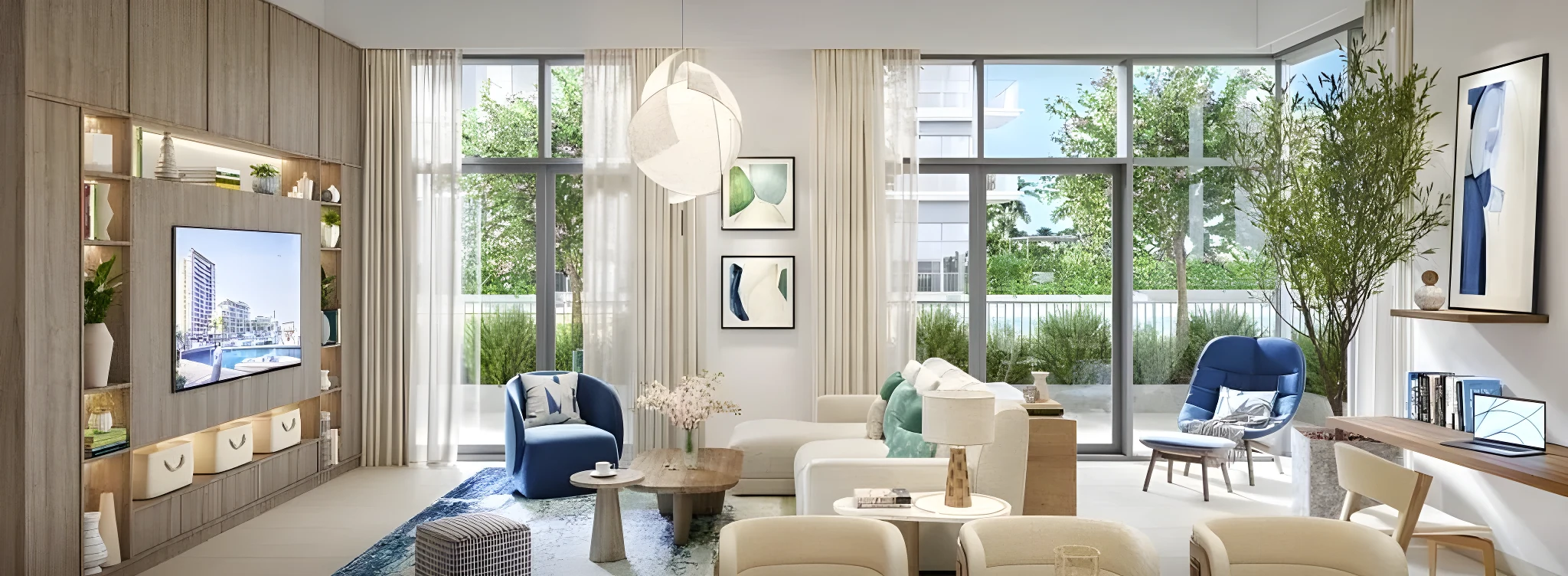 The living space in a Seascape apartment