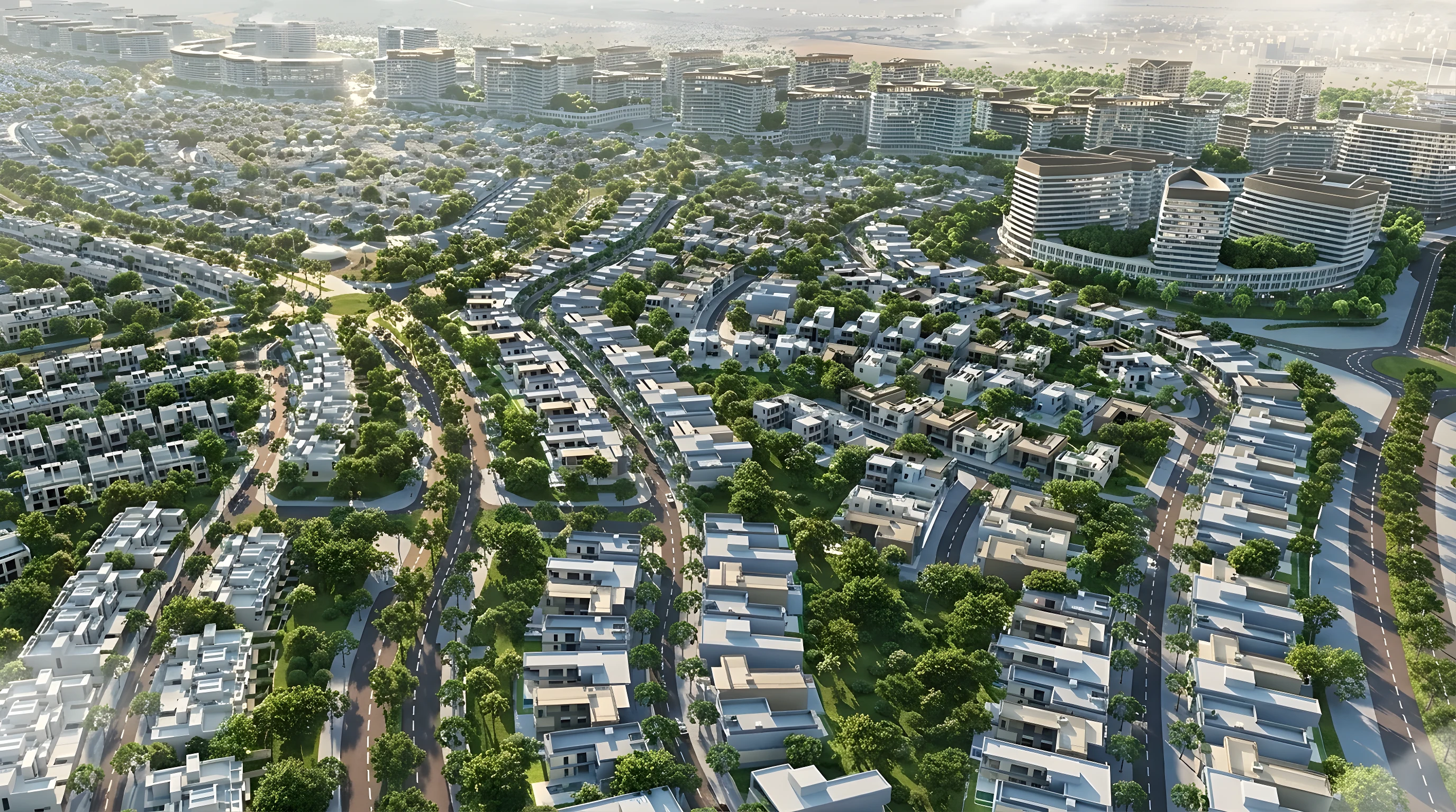 Вид с воздуха на мастерплан Sobha Sanctuary в Dubailand