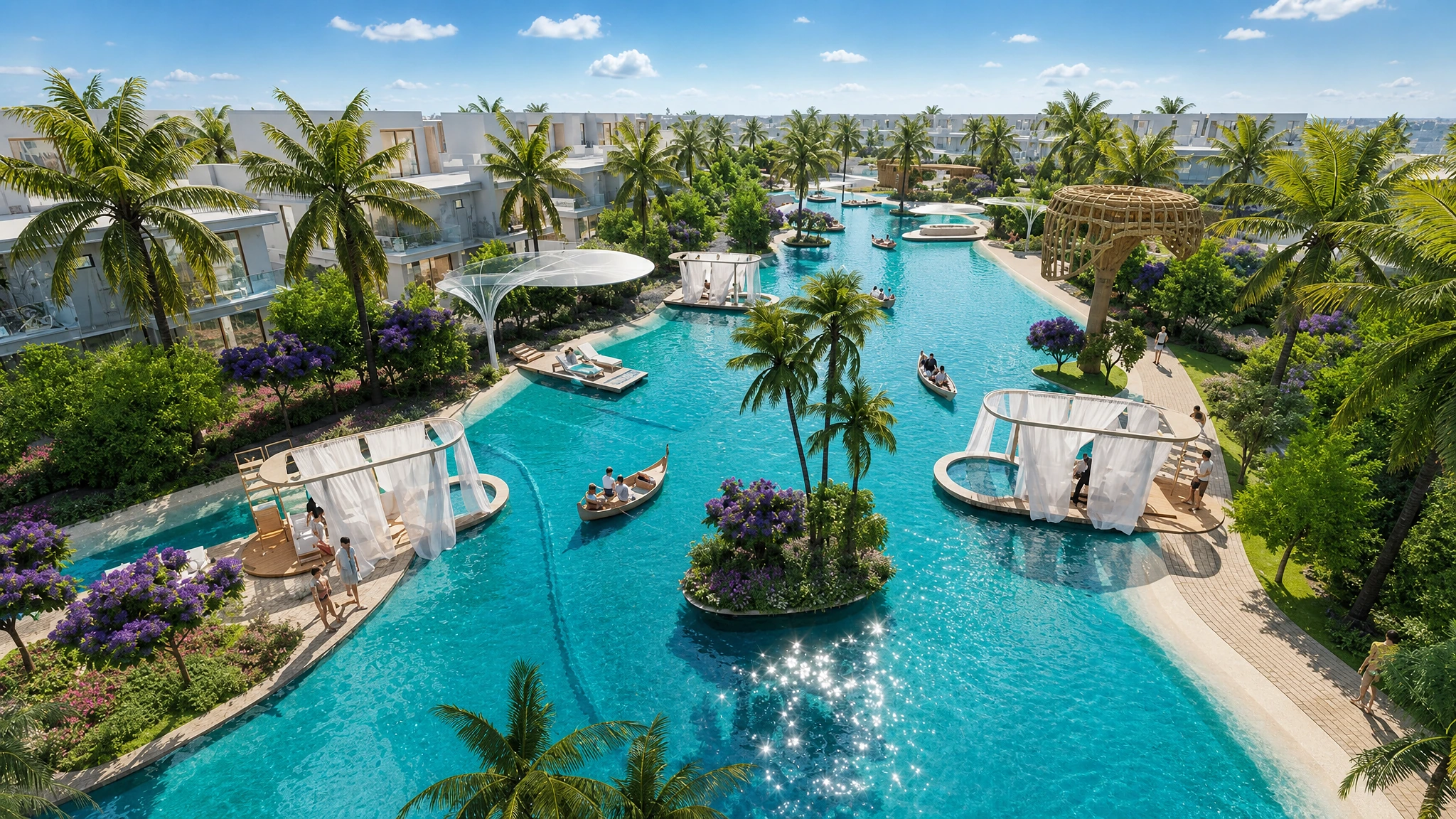 Boats on the lagoon at DAMAC Islands