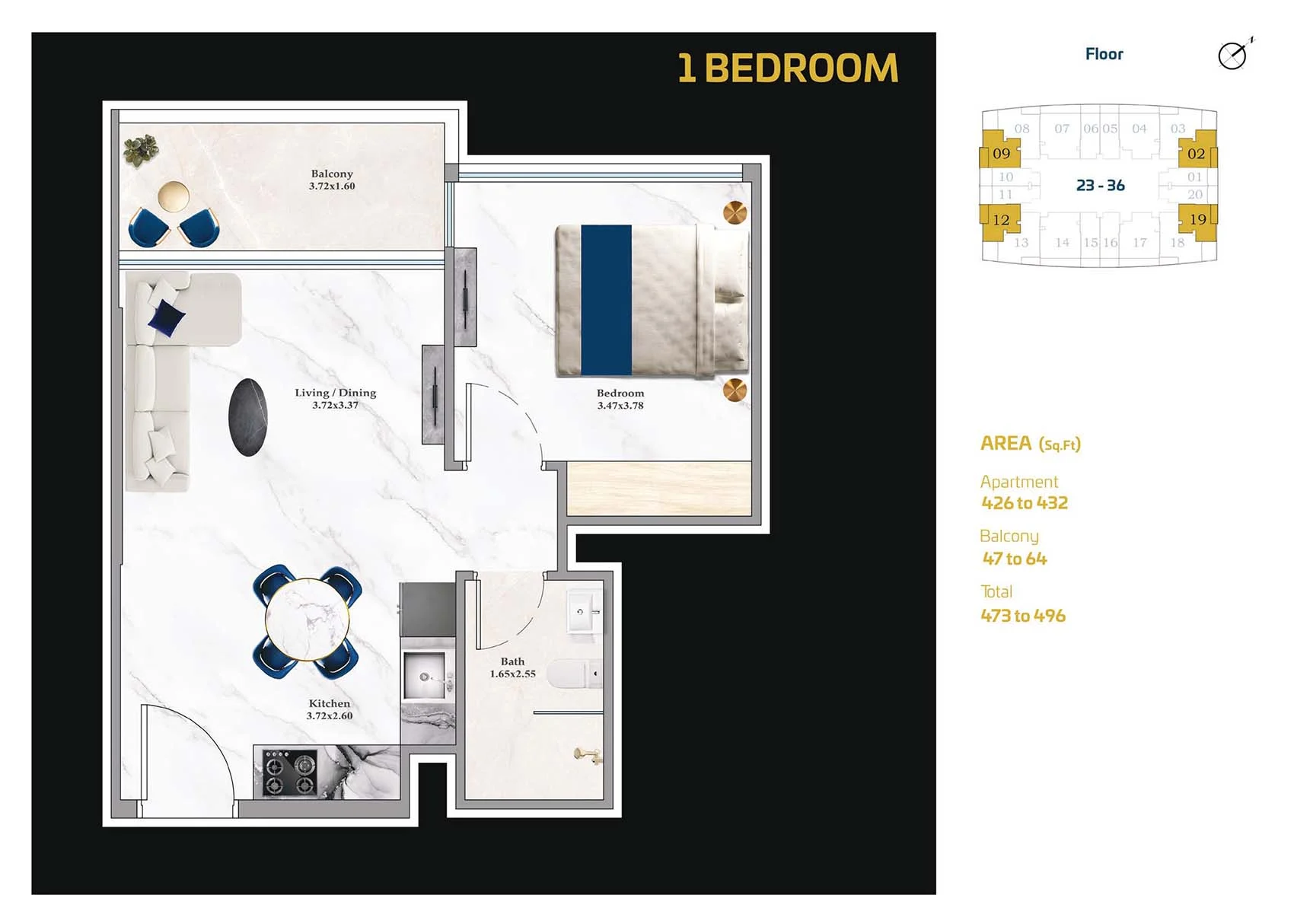 1 Bed Floor Plan
