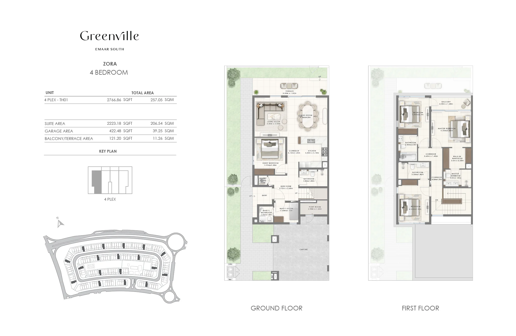 Townhouse - 4 Bed + Maid Floor Plan
