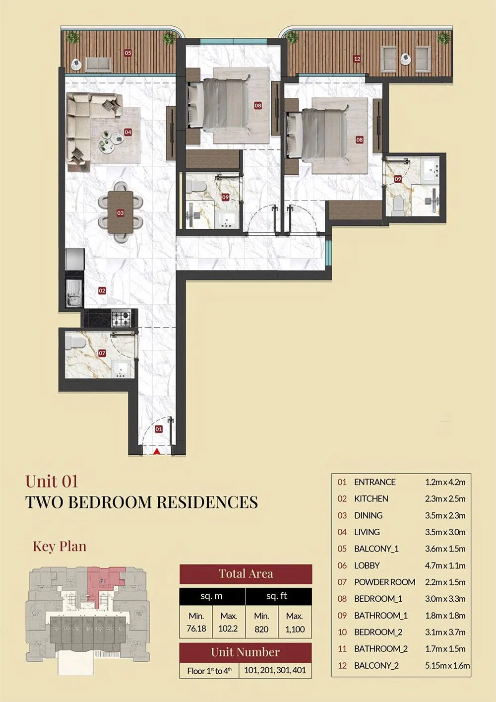 2 Bed Floor Plan